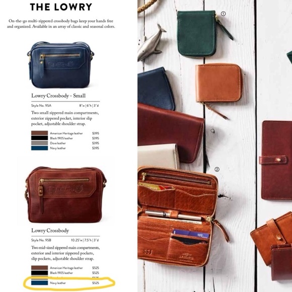 J.W. Hulme Lowry Navy Leather Crossbody Vintage Made in USA - Picture 3 of 17